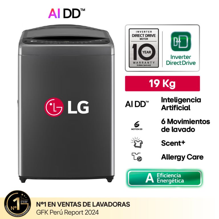 Lavadora WT19BV6T 19 Kg Ai DD Carga Superior Negro Claro