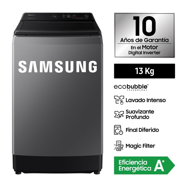 Lavadora 13Kg Carga Superior Gris Digital
