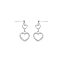 BALIQ - Aretes Dos Corazones Plata 925
