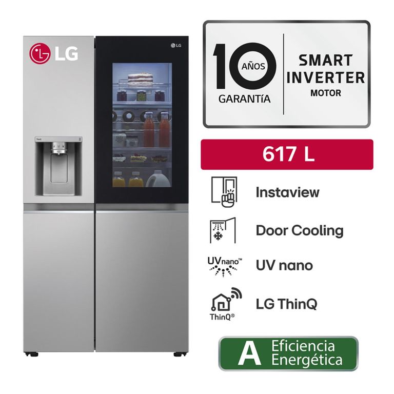 Refrigeradora GS66SGP 617l Instaview Side By Side Plateado