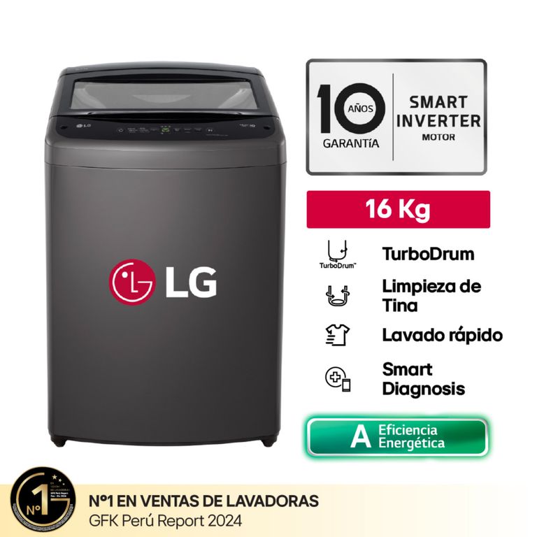 Lavadora WT16BVTB 16 Kg TurboDrum Carga Superior Negro Claro