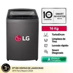 LG - Lavadora WT16BVTB 16 Kg TurboDrum Carga Superior Negro Claro