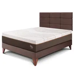 PARAISO - Dormitorio Europeo Royal Abrazzo Blocks 1.5 Plz Chocolate + 1 Almohada Viscoelástica