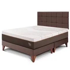 PARAISO - Dormitorio Europeo Royal Abrazzo Blocks King Chocolate + 2 Almohadas Viscoelásticas