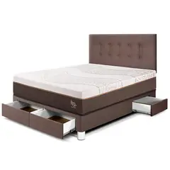 PARAISO - Dormitorio Con Cajones Royal Abrazzo Novo 2 Plz Chocolate + 2 Almohadas Viscoelásticas