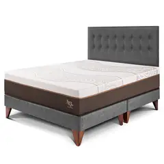 PARAISO - Dormitorio Europeo Royal Abrazzo Novo King Gris + 2 Almohadas + Protector