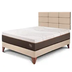 PARAISO - Dormitorio Europeo Royal Abrazzo Blocks 1.5 Plz Champagne + 1 Almohada Viscoélastica + Protector