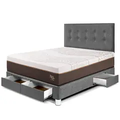 PARAISO - Dormitorio Con Cajones Royal Abrazzo Novo 2 Plz Gris + 2 Almohadas + Protector