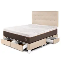 PARAISO - Dormitorio Con Cajones Royal Abrazzo Novo Queen Champagne + 2 Almohadas + Protector