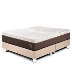 PARAISO - Cama Royal Abrazzo Queen Champagne + 2 Almohadas Viscoélasticas + Protector