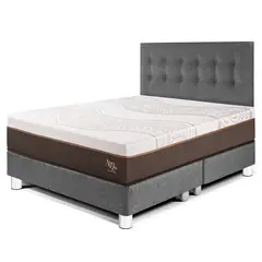 PARAISO - Dormitorio Royal Abrazzo Novo Queen Gris + 2 Almohadas Viscoelásticas