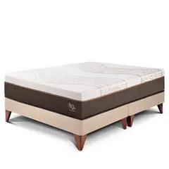 PARAISO - Cama Europea Royal Abrazzo Queen Champagne + 2 Almohadas Viscoélasticas + Protector