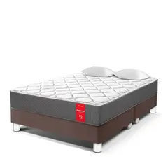 PARAISO - Cama Box Tarima Su Majestad De Lujo Queen Chocolate + 2 Almohadas + Protector