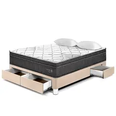 PARAISO - Cama Con Cajones Pocket Star 2 Plz + 2 Almohadas + Protector