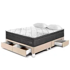 PARAISO - Cama con Cajones Pocket Star King + 2 Almohadas + Protector