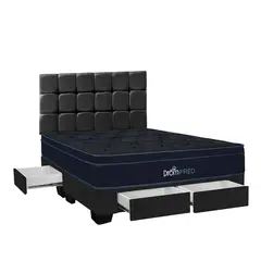 DROM - Dormitorio con Cajones Fred Queen Negro