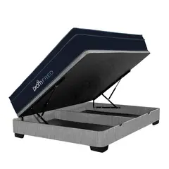 DROM - Cama Boxet Fred 2 Plz Plata + 2 Almohadas Viscoelásticas + Protector