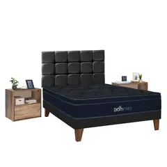 DROM - Dormitorio Europeo Fred 2Plz + 2 Veladores Negro