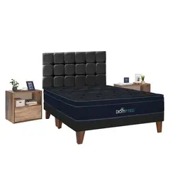 DROM - Dormitorio Europeo Fred Queen + 2 Veladores Negro