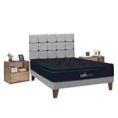 DROM - Dormitorio Europeo Fred Gris 2Plz + 2 Veladores Negro