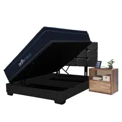 DROM - Dormitorio Boxet Fred 2Plz + 2 Veladores Negro