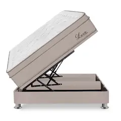 FORLI - Cama Boxet Luce Pocket Marrón + 2 Almohadas + Protector