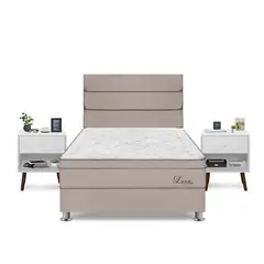 FORLI - Dormitorio Luce Pocket 2 Plz + 2 Veladores + 2 Almohadas + Protector