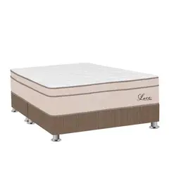 FORLI - Cama Luce Pocket Queen Marrón + 2 Almohadas + Protector