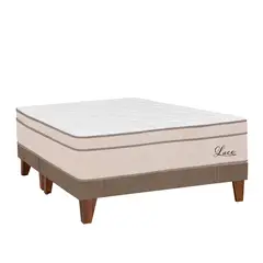 FORLI - Cama Europea Luce Pocket Queen Marrón + 2 Almohadas + Protector