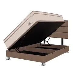 FORLI - Dormitorio Boxet Luce Pocket 2 Plz Marrón + 2 Almohadas + Protector