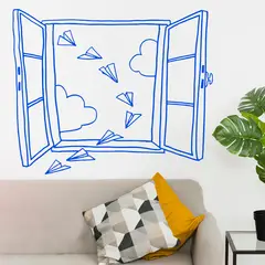 STICKART - Vinilo Ventana Y Aviones De Papel