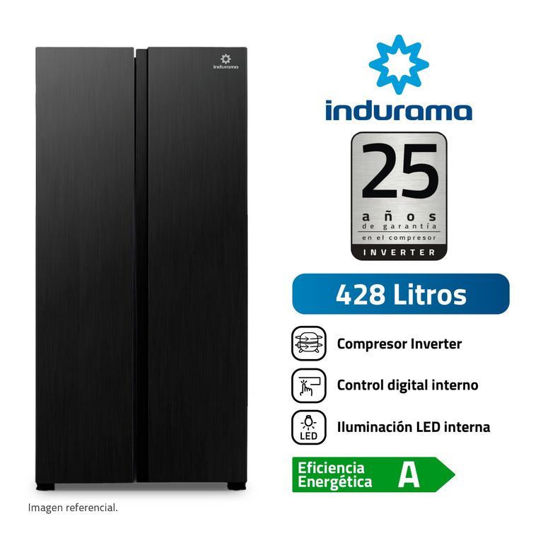 Refrigeradora Side By Side 428L Negra RI-769N Indurama.