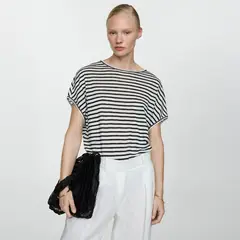 MANGO - Polo Manga Corta 100% Lino Mujer