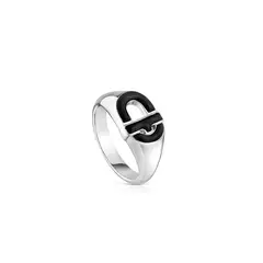 TOUS - Sello Plata Esmalte Negro 13mm