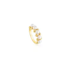 TOUS - Anillo Plata Baño Oro Bolas Perla