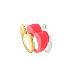 TOUS - 2 Anillos Plata Baño Bicolor Acetato
