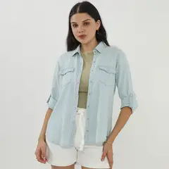 SYBILLA - Blusa Manga Larga Denim Mujer
