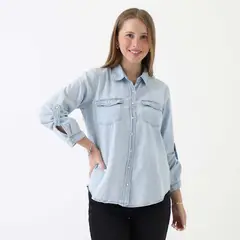 SYBILLA - Blusa Manga Larga Denim Mujer