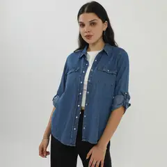 SYBILLA - Blusa Manga Larga Denim Mujer