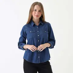 SYBILLA - Blusa Manga Larga Denim Mujer
