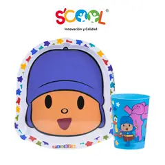 SCOOL - Set Plato De Melamine + Vaso Pocoyo