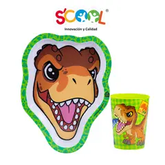 SCOOL - Set Plato De Melamine + Vaso Jurassic