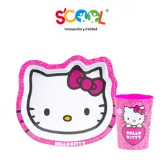 SCOOL - Set Plato De Melamine + Vaso Hello Kitty