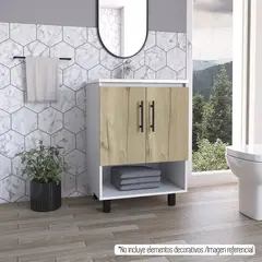 TUHOME - Mueble De Baño Lavamanos 2 Puertas Bicolor