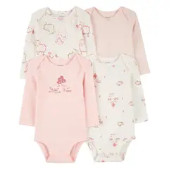 CARTER'S - Body Pack X4 Bebé Niña Algodón