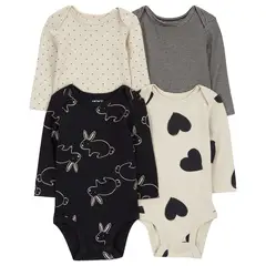 CARTER'S - Body Pack X4 Bebé Niña Algodón