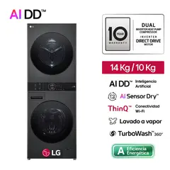 LG - Centro De Lavado WK14BS6R 14/10 Kg AI DD Carga Frontal Negro Plateado