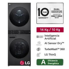 Centro De Lavado WK14BS6R 14/10 Kg AI DD Carga Frontal Negro Plateado