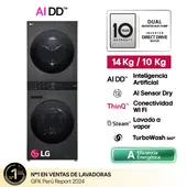 LG Centro de Lavado 14Kg 10Kg Carga Frontal AI DD Negro Plateado