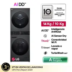 LG - Centro De Lavado WK14BS6R 14/10 Kg AI DD Carga Frontal Negro Plateado